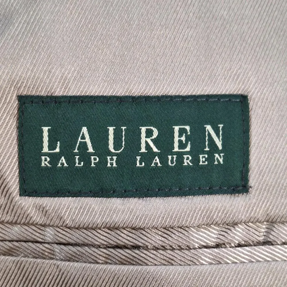 Lauren Ralph Lauren Suit Jacket Mens 40 Short Beige Wool Single Vent 3 Btn